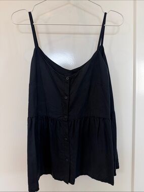Women's Black Button-Down Spaghetti Strap Camisole